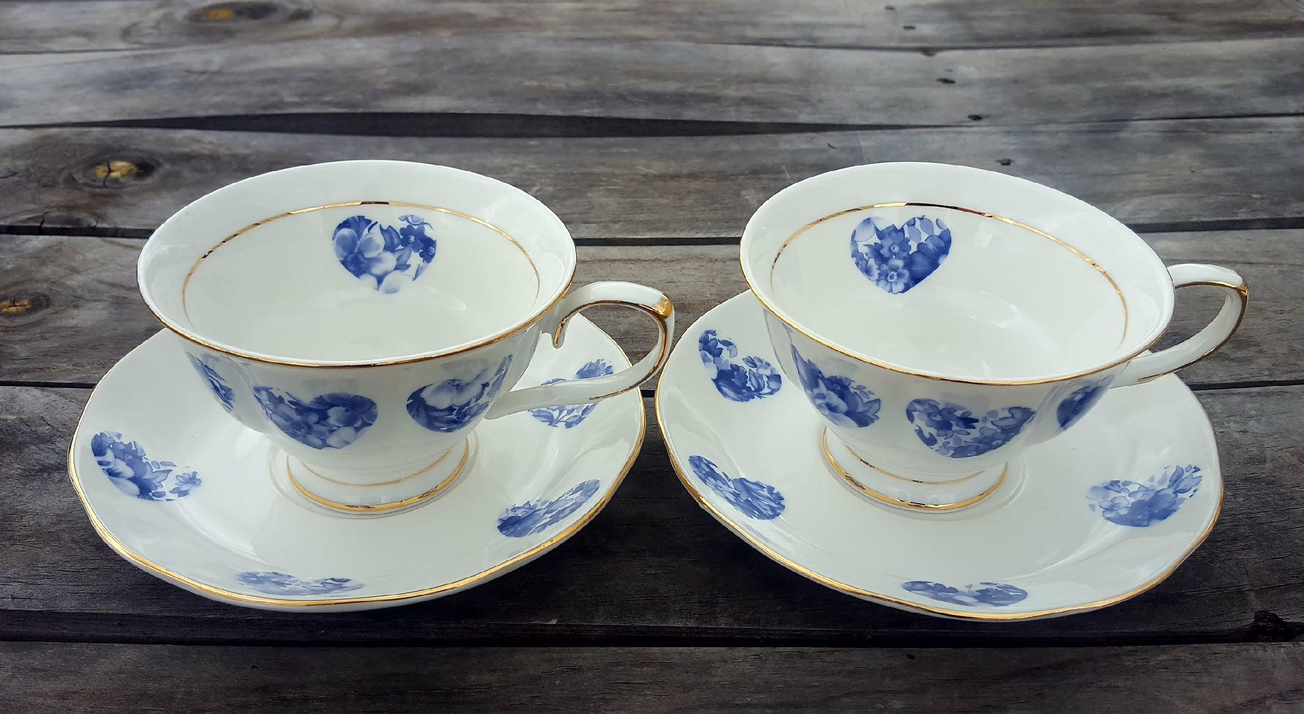 Blue Meadow Heart 2 Cup & Saucer set (custom) Blue Meadow Heart 2 Cup & Saucer set (custom)