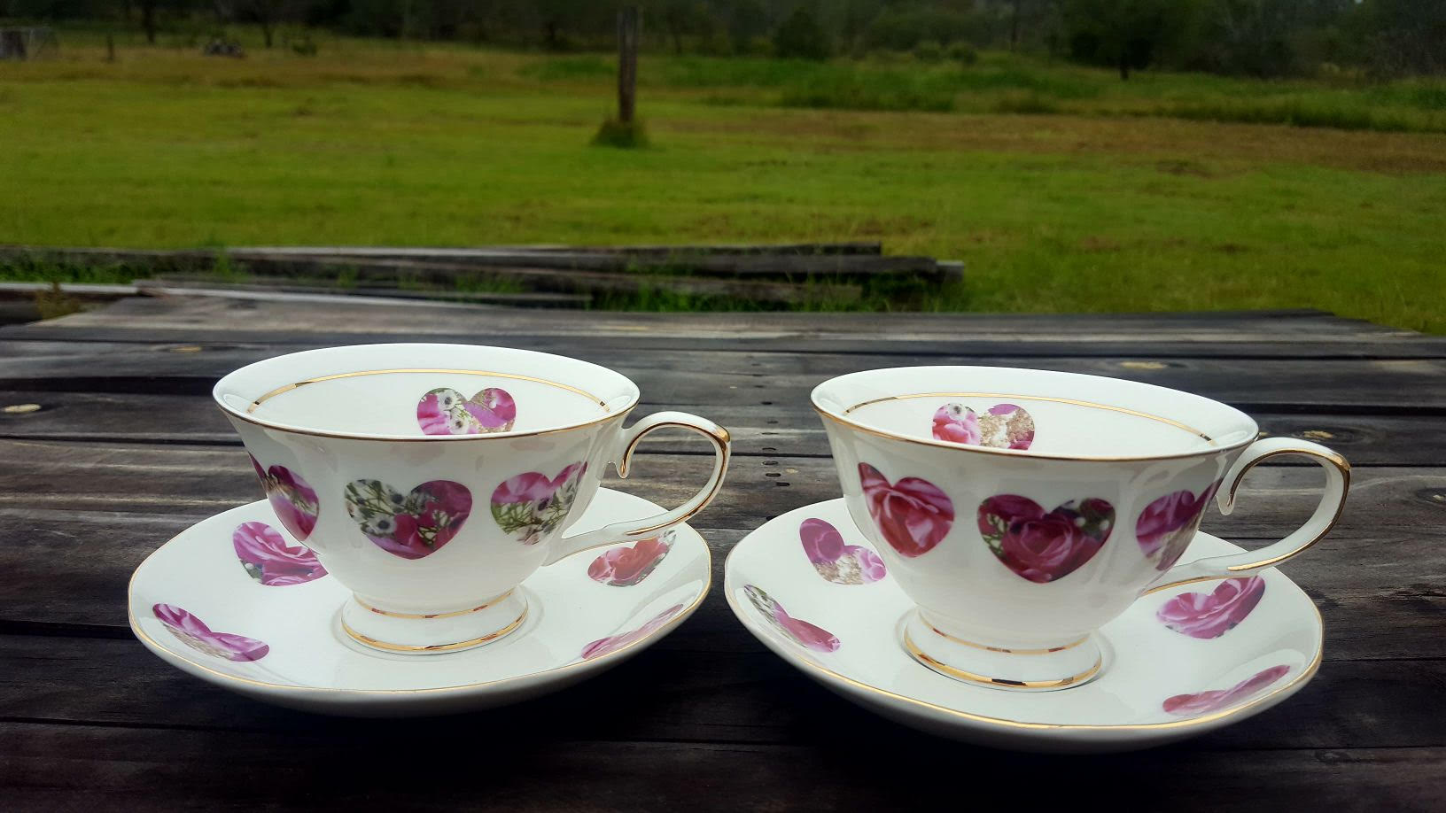 Candy Bloom Heart 2 Cup and Saucer Set (Custom) Candy Bloom Heart 2 Cup and Saucer Set (Custom)