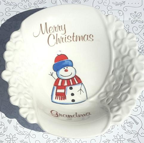 Snowman Bowl Merry Christmas Grandma (Custom) Snowman Bowl Merry Christmas Grandma (Custom)