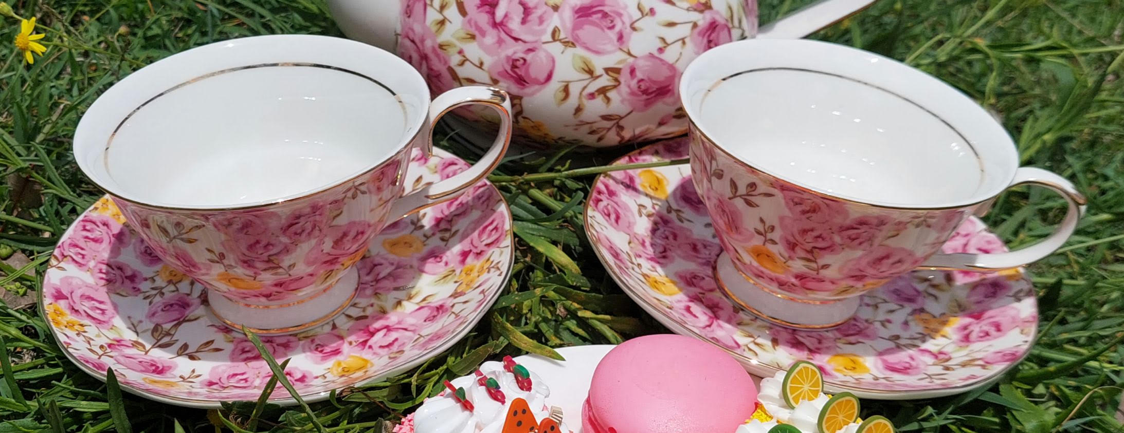 Candy & Lemon Rose Bloom 2 cup & saucer set Candy & Lemon Rose Bloom 2 cup & saucer set