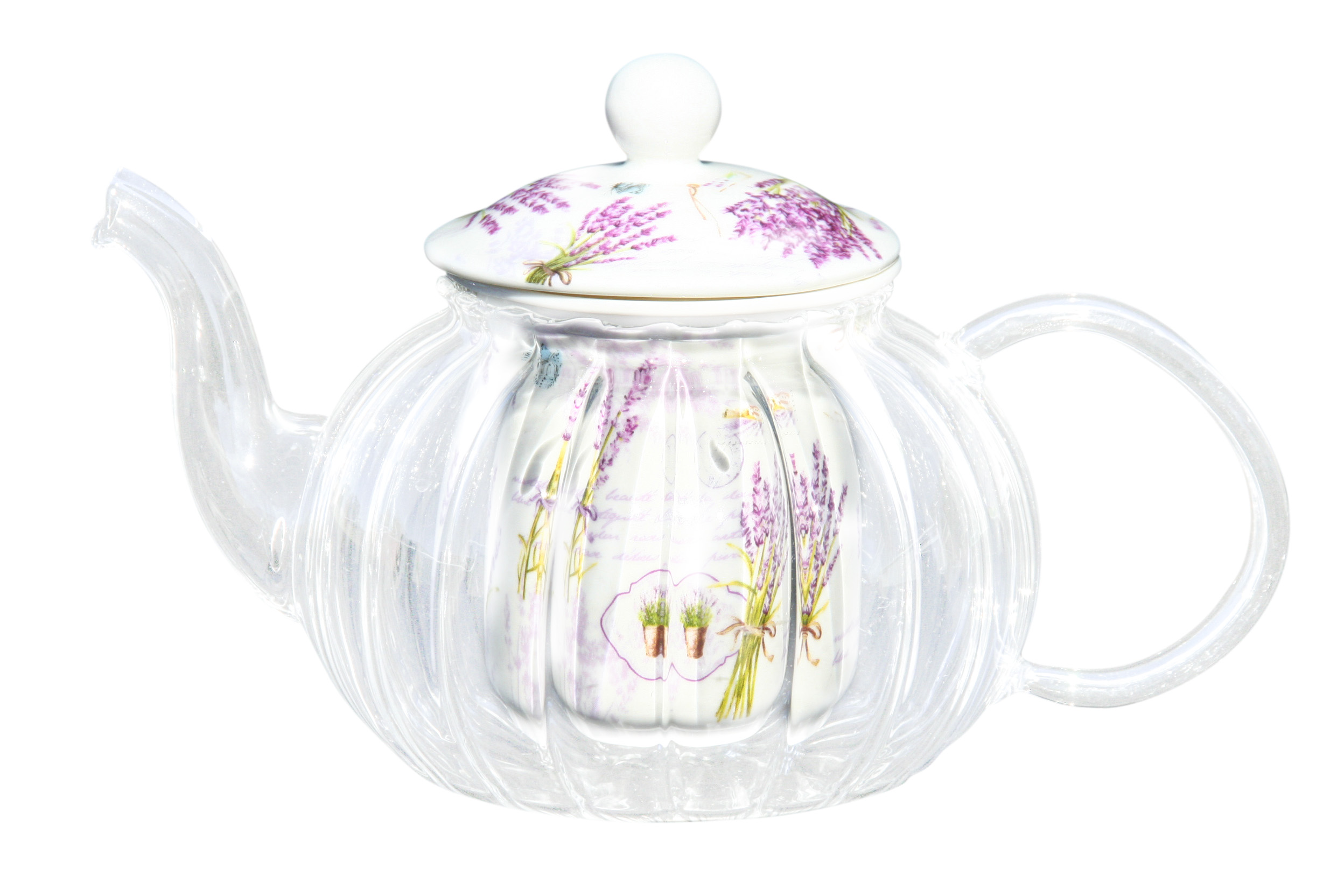 Glass/Porcelain Infused Teapot New Lavender Glass/Porcelain Infused Teapot New Lavender