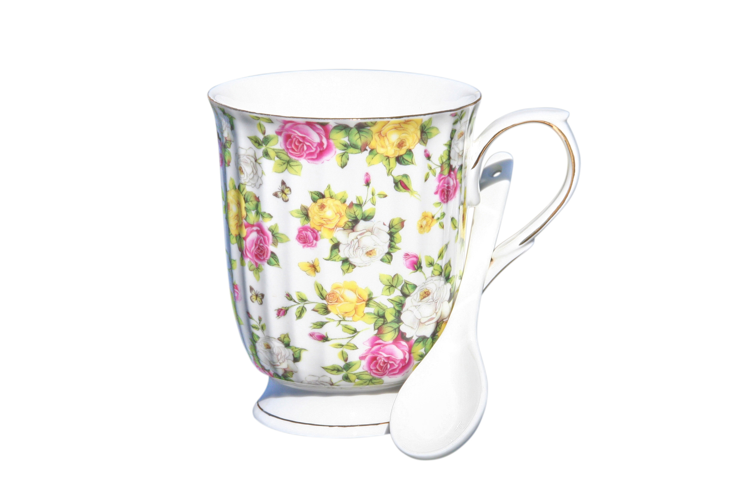 Large Beaker w/spoon Garden Bouquet Large Beaker w/spoon Garden Bouquet