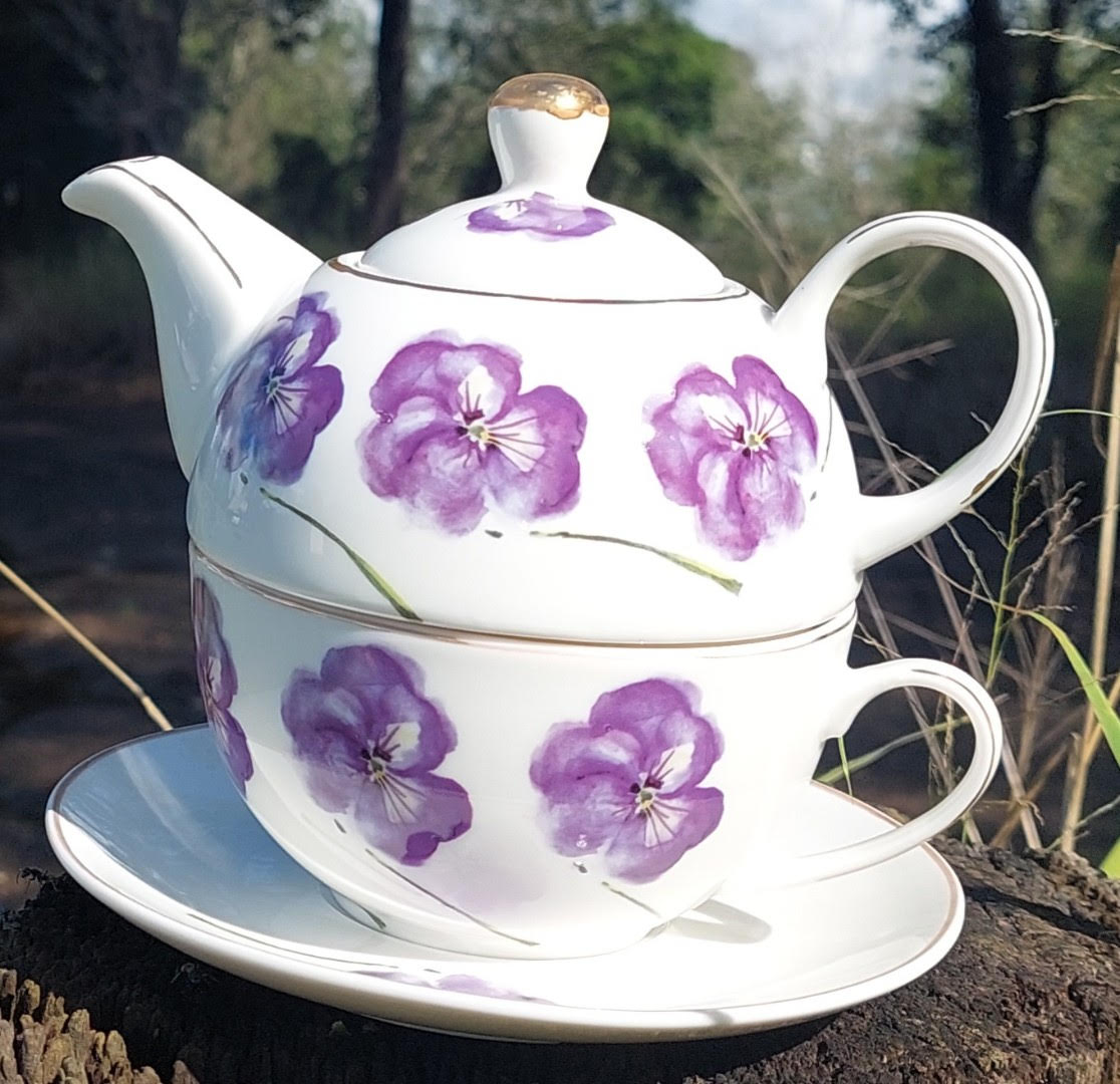 Purple Pansy Tea for One (Custom) Purple Pansy Tea for One (Custom)