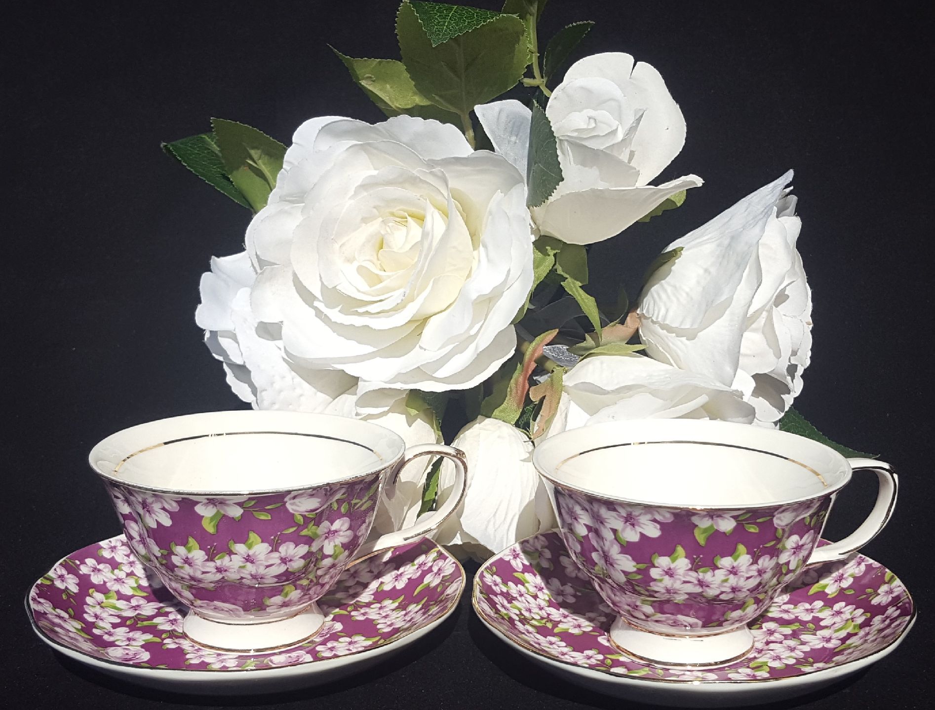 Violet Meadow 2 cup & saucer set Violet Meadow 2 cup & saucer set